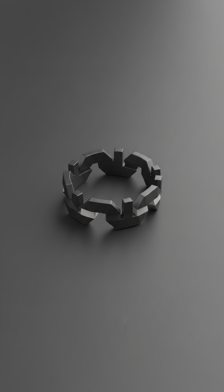 Anillo geométrico grafito negro